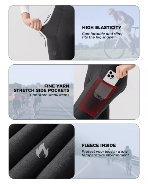 ROCKBROS | TVI Damen Fahrradhose – Gepolsterte Lange Radhose für Herbst/Winter, Sportbekleidung S-XXXL